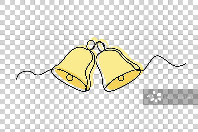 两个金色叮当铃铛线条艺术冬季素材图片素材