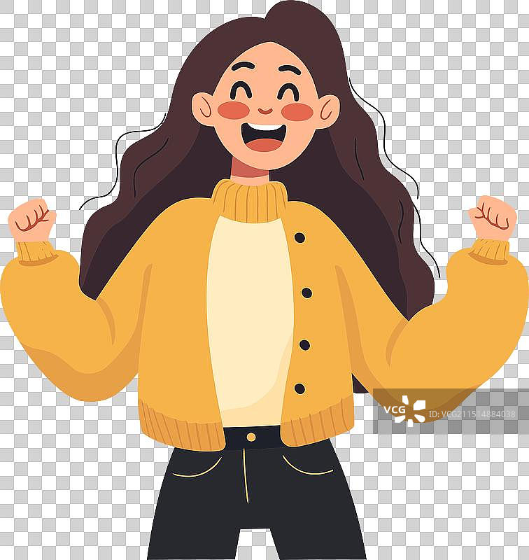 快乐的扁平风格女孩图片素材