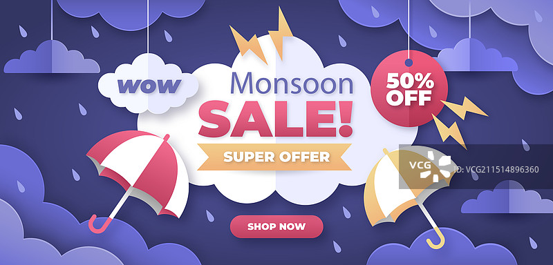 季风季节纸质风格banner图片素材