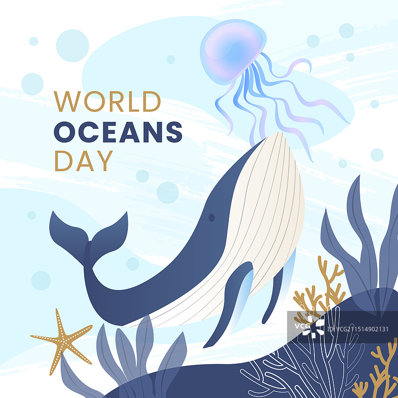 扁平风格世界海洋日背景图片素材
