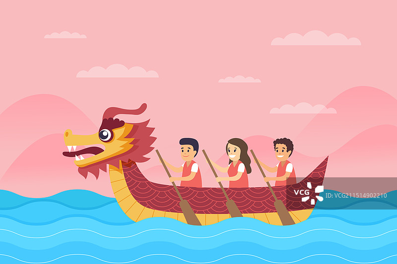 扁平风格龙舟背景图片素材