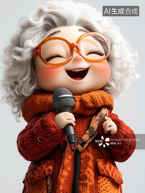 【AI数字艺术】毛织品样式的生活场景老人唱歌跳舞运动图片素材