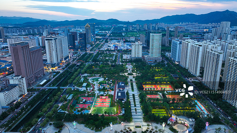 威海城市风光威海经区夜景图片素材