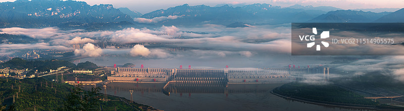 不同季节的三峡大坝全景图图片素材