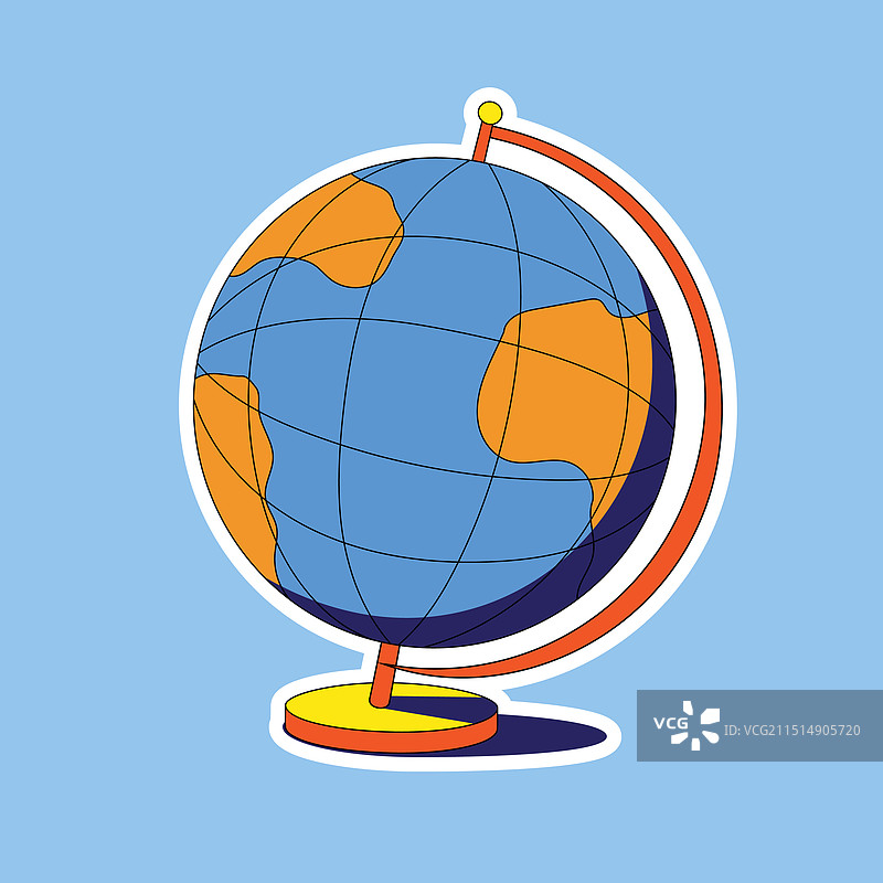 单独的亮色学校地球仪贴纸图片素材