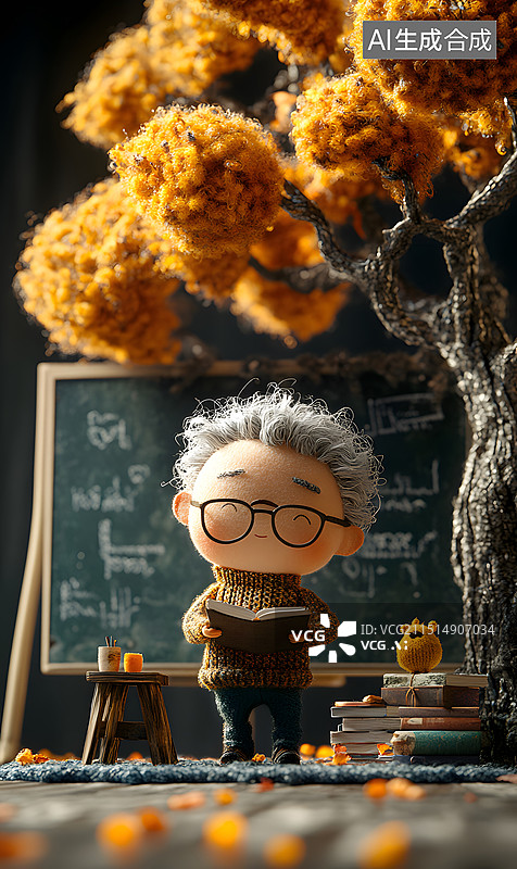 【AI数字艺术】黑板前正在讲课的男人老教师图片素材