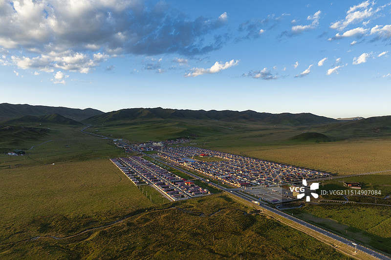 尕秀村夕照图片素材