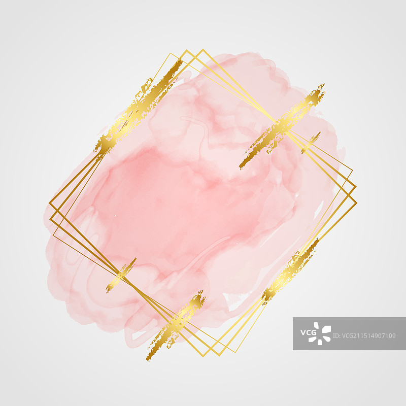 金色边框的柔和水彩图片素材