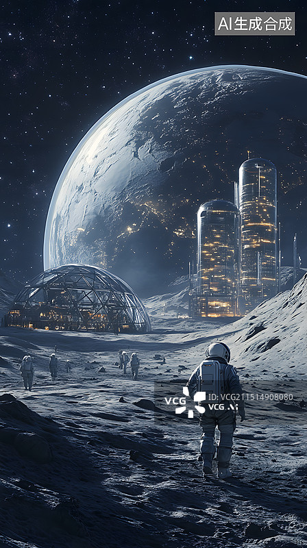 【AI数字艺术】未来月球基地图片素材
