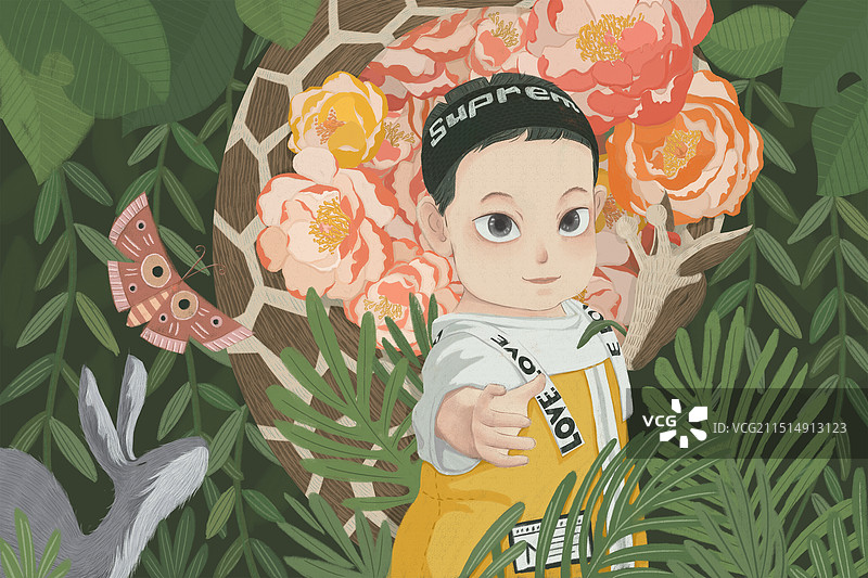 男孩与森林图片素材