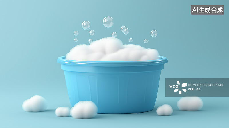 【AI数字艺术】3d塑料盆肥皂泡沫图片素材
