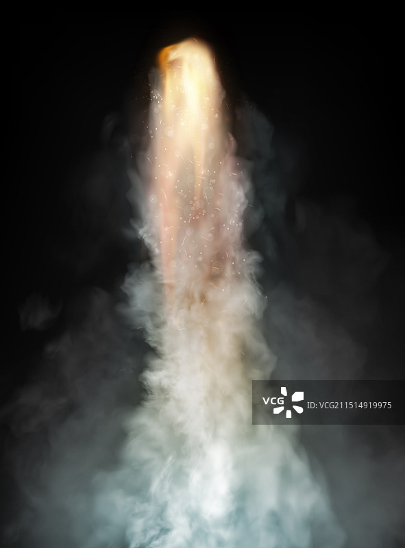 黑色背景上的启动火箭图片素材