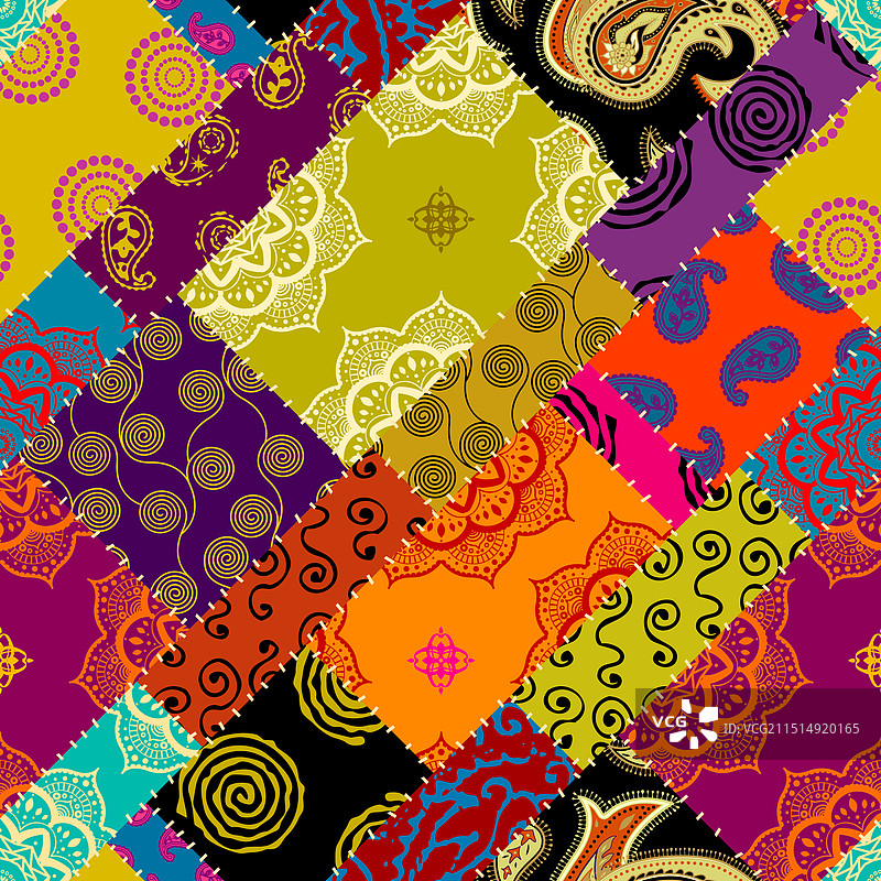 纺织品拼布图案无缝图像图片素材