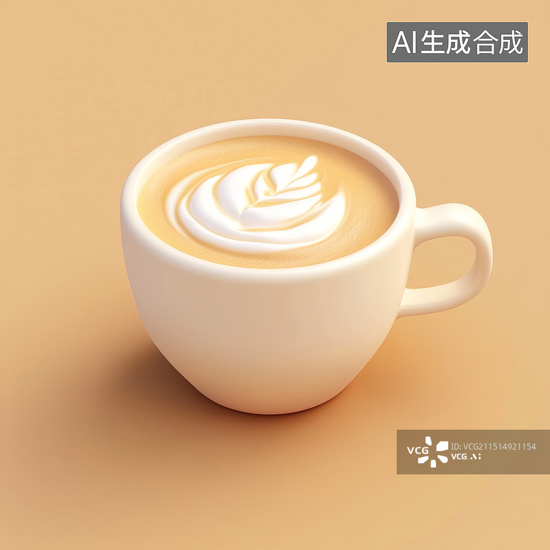 【AI数字艺术】拉花的咖啡3D图标图片素材