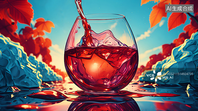 【AI数字艺术】玻璃酒杯创意摄影图片素材