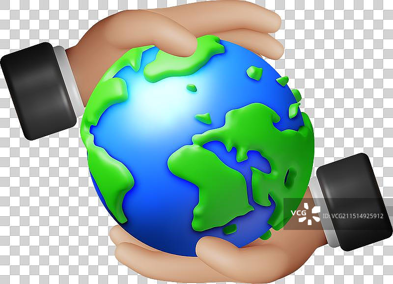 3D人手托着绿色地球图片素材