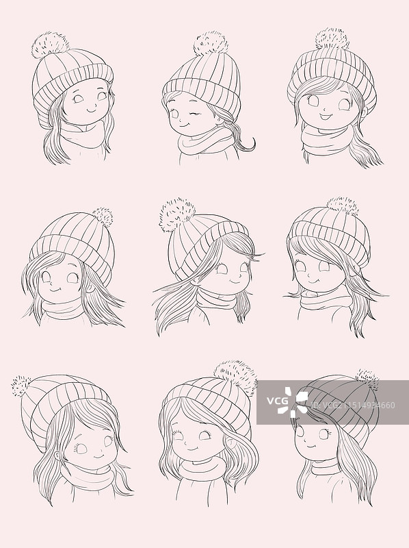 可爱女生九宫图表情包图片素材