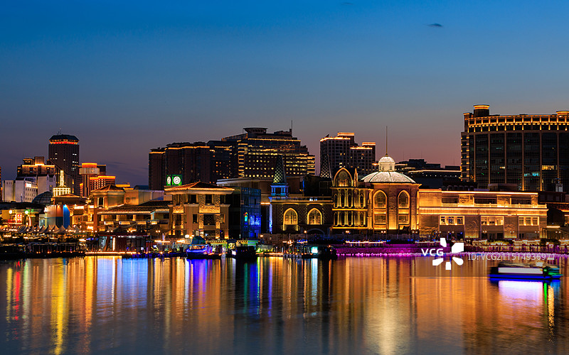 蓝色港湾的夜景图片素材