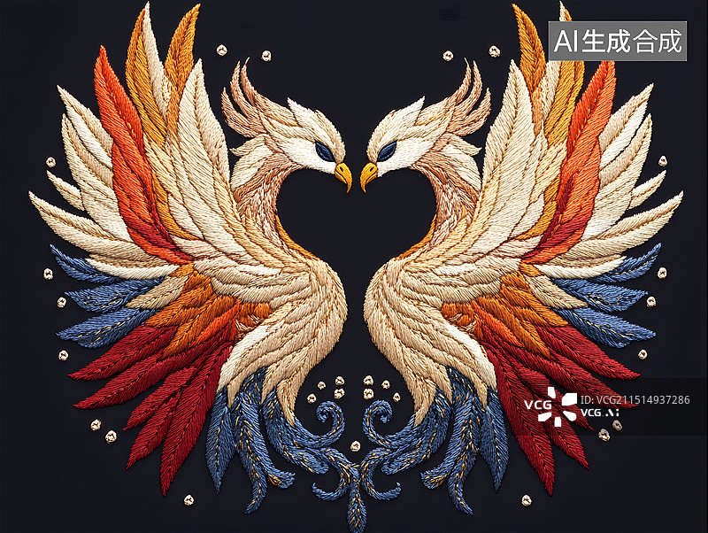 【AI数字艺术】国画油画工笔画刺绣数字艺术等不同风格的凤凰图图片素材