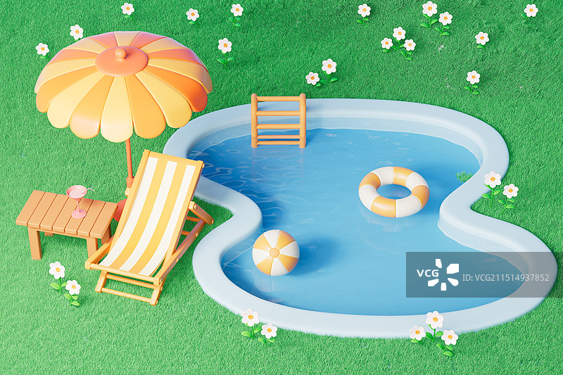 电商风格的夏天旅游户外游泳池图片素材