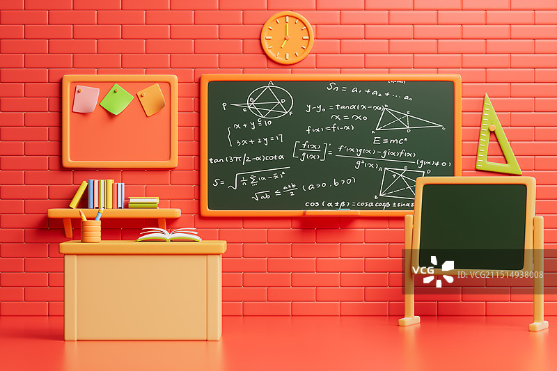 卡通风格的学校教室场景图片素材