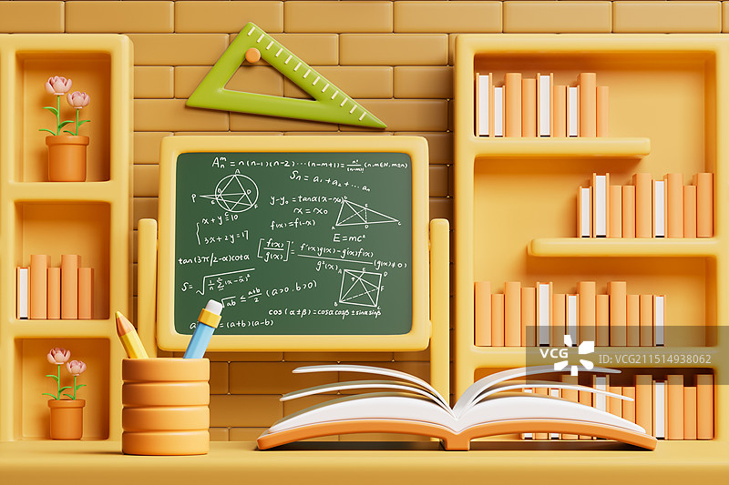 卡通风格的学校教室场景图片素材