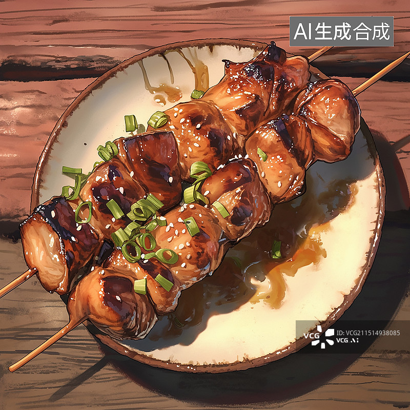 【AI数字艺术】日式美食烧鸟图片素材