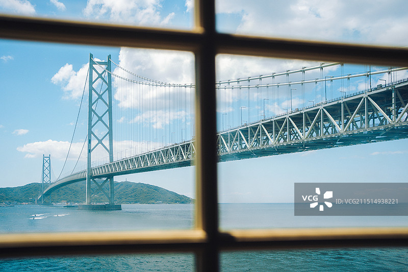 2024年8月10日，神户孙文纪念馆附近明石海峡大桥图片素材