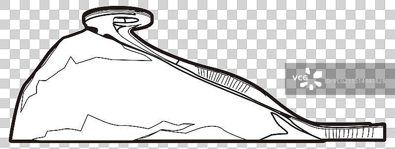 雪如意张家口地标建筑冬奥滑雪大跳台国家跳台滑雪中心黑白线稿插画PNG免扣素材图图片素材
