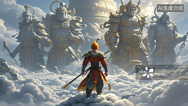 【AI数字艺术】孙悟空四大天王图片素材