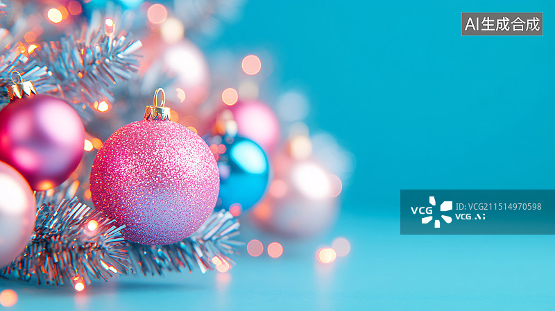 【AI数字艺术】圣诞节装饰品冬天季节庆祝新年场景节日背景图片素材