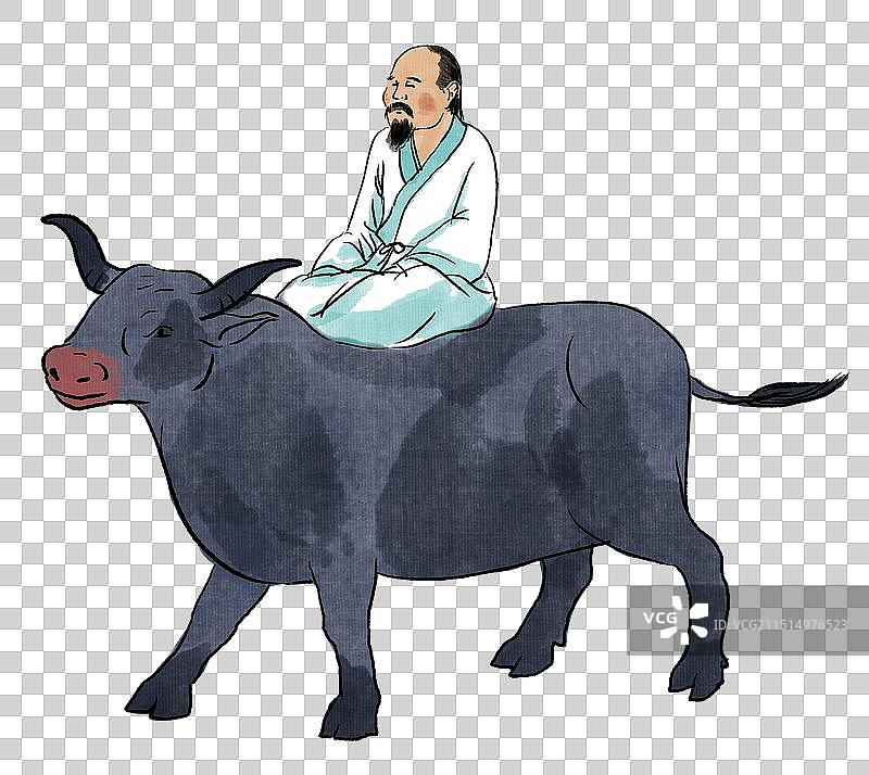 中国风新中式古风古典传统文化古装古人古代古时候历史文化国学经典道德经老子出关成语典故资讯插画图片素材