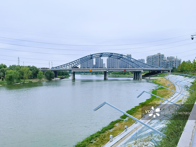 河南省漯河市郾城区4A级景区沙澧河风景区白云山路沙河大桥美景图片素材