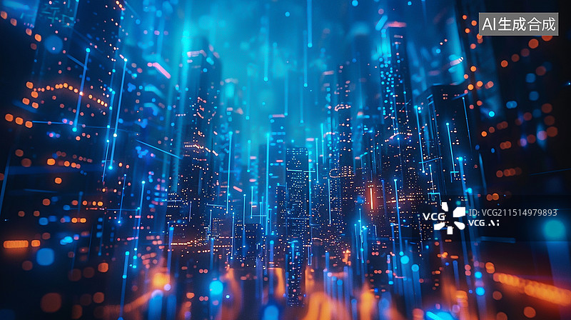 【AI数字艺术】元宇宙概念数字科技城市全景图片素材