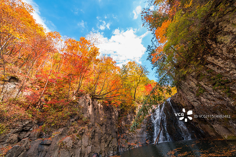长白山的秋天和瀑布图片素材