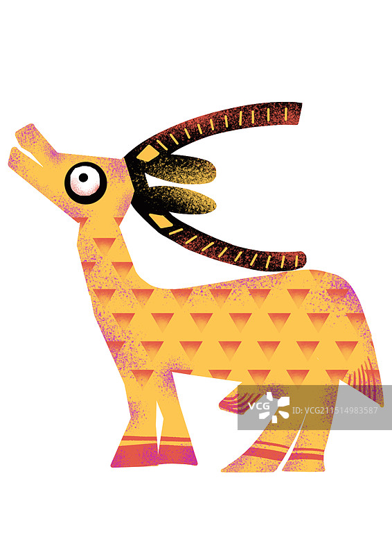 铜鼓插画——鹿纹图片素材