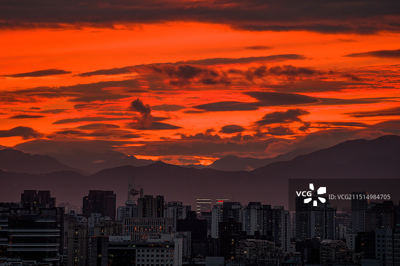 北京城市世纪晚霞图片素材