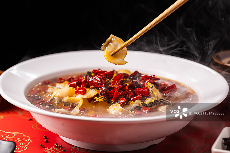 中国美食川菜水煮鱼沸腾鱼图片素材