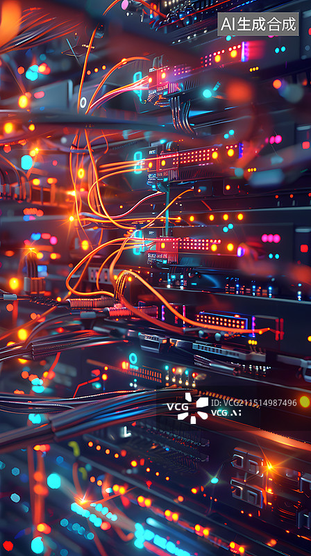 【AI数字艺术】科技芯片线路数据背景图片素材