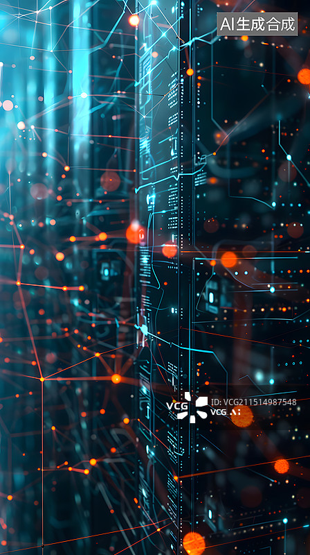 【AI数字艺术】科技芯片线路数据背景图片素材