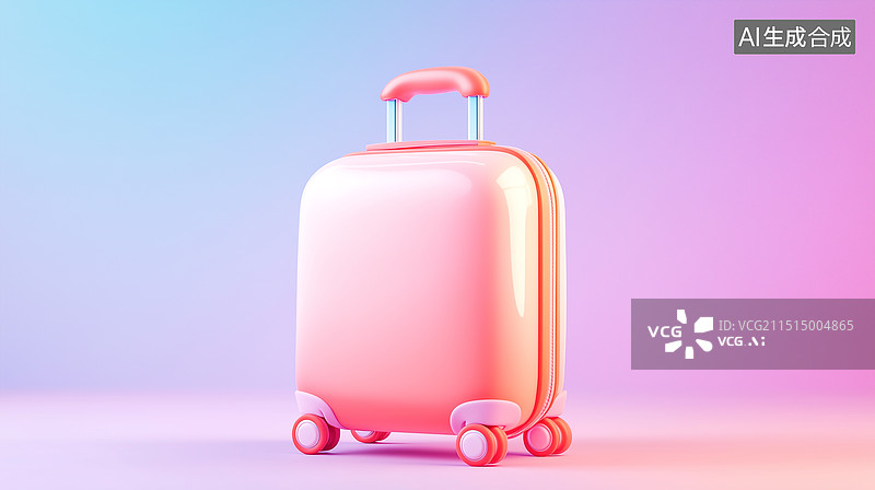 【AI数字艺术】3D卡通时尚行李箱图片素材