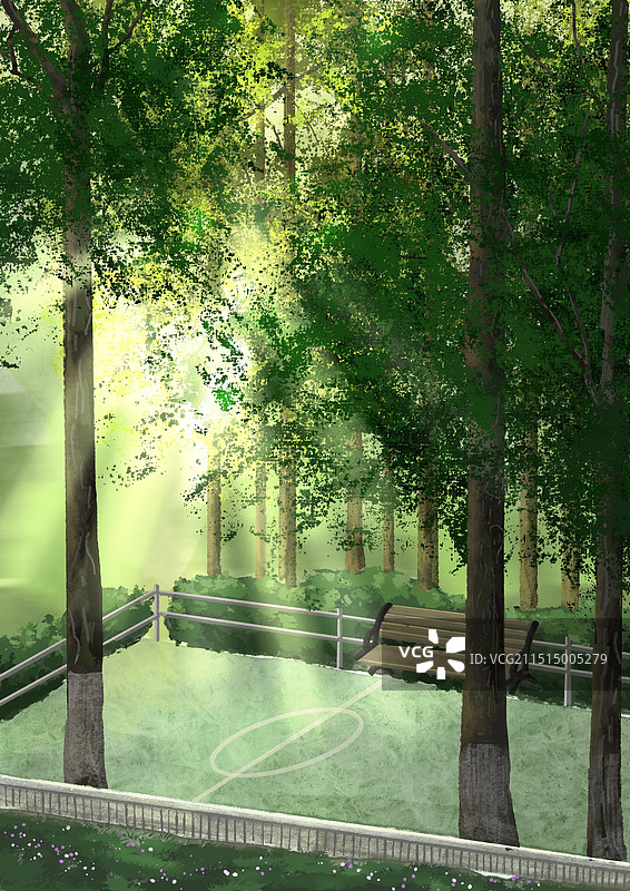 早晨的篮球场图片素材