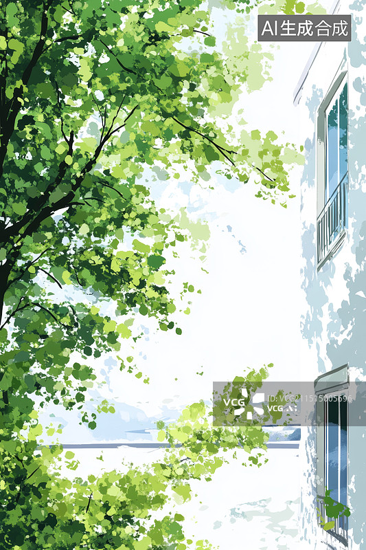 【AI数字艺术】秋日明媚阳光下的住宅楼立面图片素材