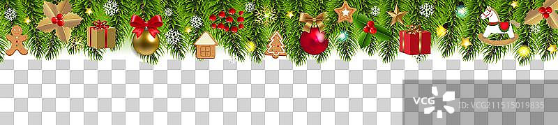 白色背景下的冷杉树圣诞节全景图片素材