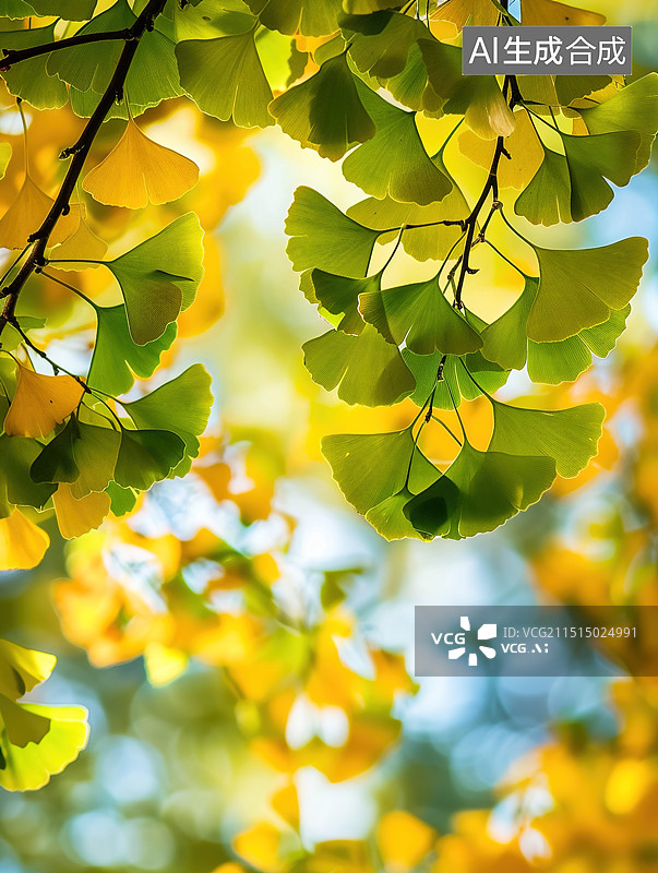 【AI数字艺术】银杏树叶图片素材