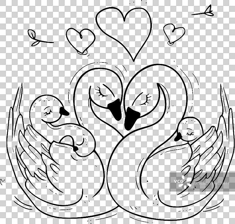 线条艺术可爱动物图片素材