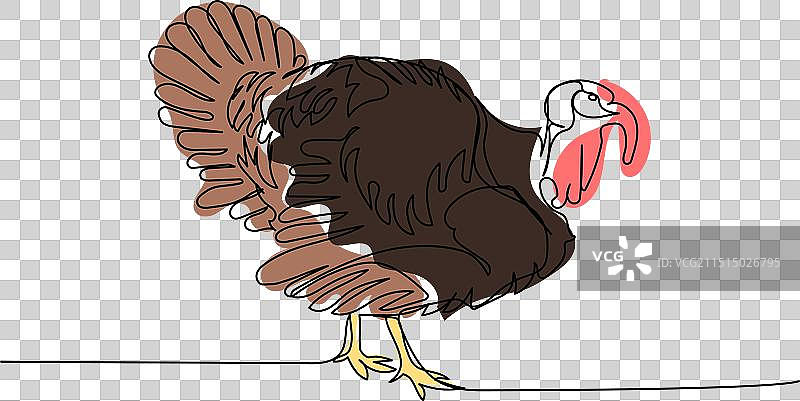 彩色火鸡单线艺术图片素材