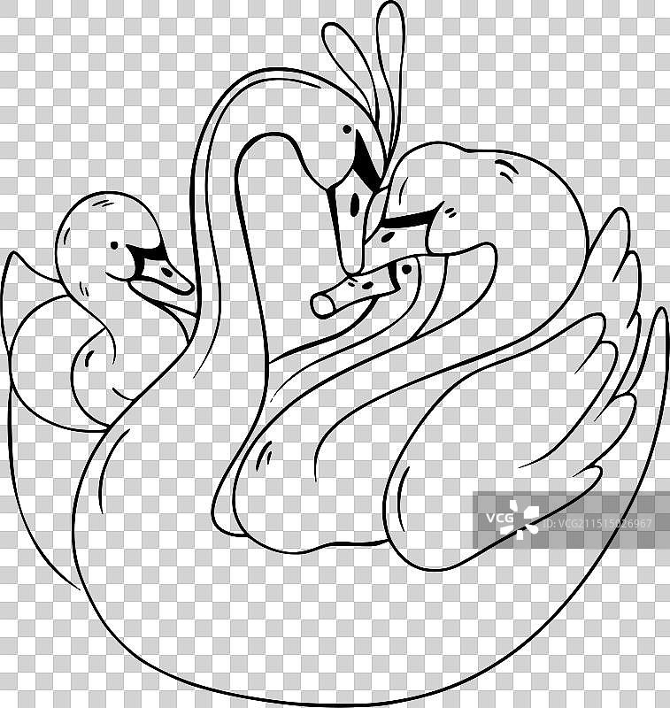 线条艺术可爱动物图片素材