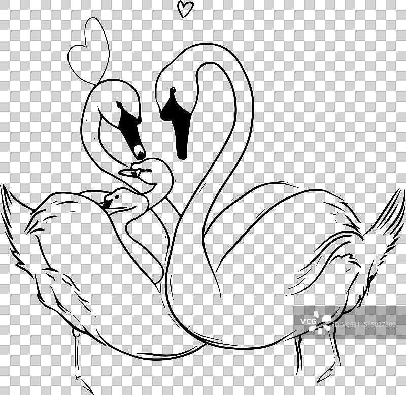 线条艺术可爱动物图片素材