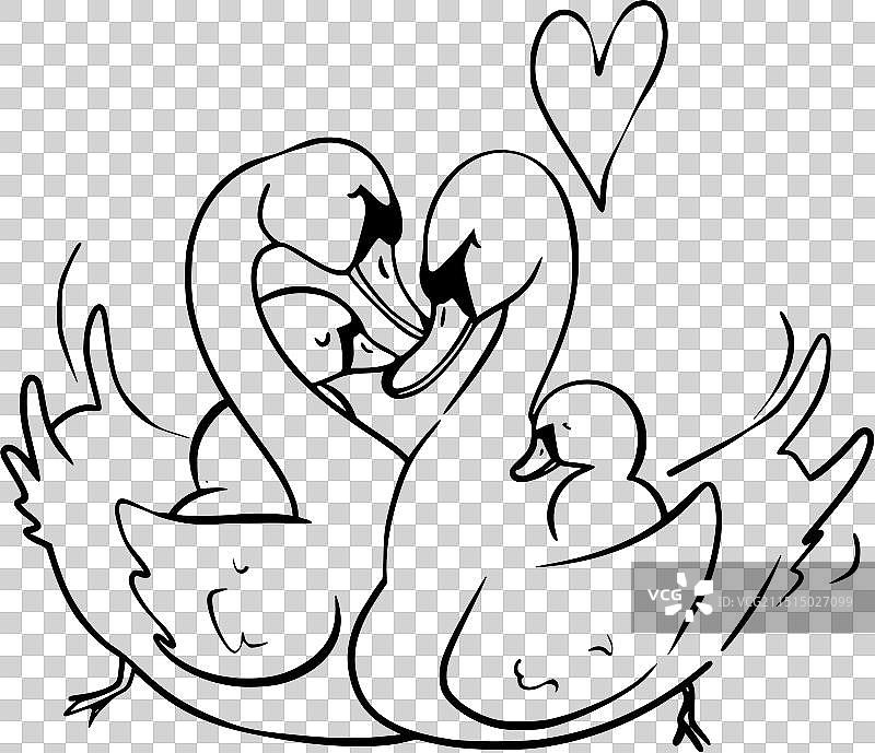 线条艺术可爱动物图片素材